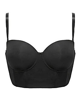 Pour Moi Definitions Longline Strapless Low Back Wired Bra Black
