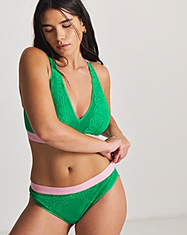 Lemonade Dolls Synergy Lace Mid Rise Knicker Emerald/Pink
