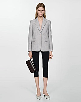 Mango Houndstood Linen Jacket Blazer