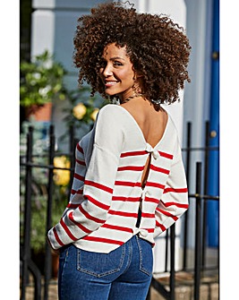 Sosandar Stripe Bow Back Detail Jumper