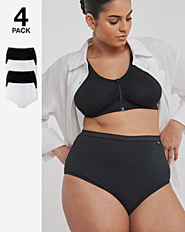 Slimma 4 Pack Cotton Full Brief Knickers -Black & White