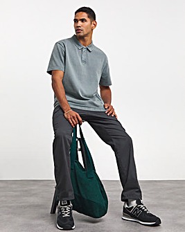 Garment Washed Relaxed Fit Loopback Polo