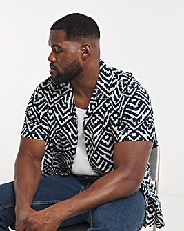 Jack & Jones Milo Textured Resort Shirt - Navy/White