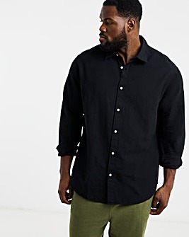 Jack & Jones Breeze Linen Blend Long Sleeve Shirt - Black
