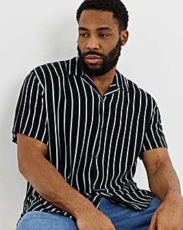 Jack & Jones Jeff Stripe Resort Shirt - Black/White