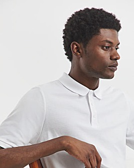 Pure Cotton White Pique Polo Extra Long Length- White
