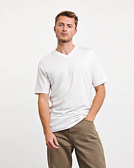 Pure Cotton V Neck T-Shirt Extra Long