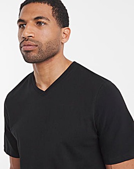 Pure Cotton V Neck T-Shirt Extra Long- Black