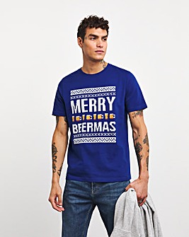 Merry Beermas Print Graphic T-shirt