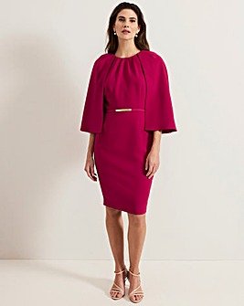 Phase Eight Veronica Pink Cape Belted Midi Dress