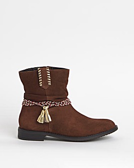 Joe Browns Tassel Braid Ankle Boot Wide Fit