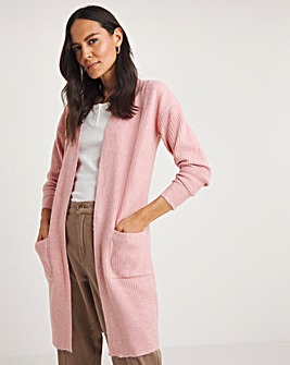 Blush Ribbed Cardigan With Patch Pockets