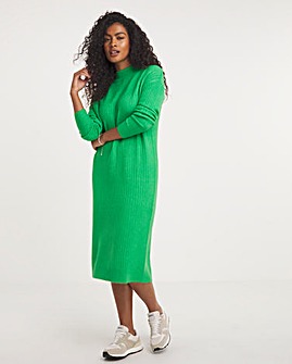 Green Ribbed Midaxi Dress