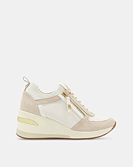 Dune Eilin Leather Wedge Lace-Up Trainers Standard fit