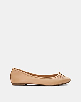 Dune Hallo Leather Charm-Detail Ballet Shoes Wide E Fit