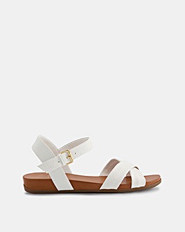 Dune Landies Leather Cross Over Sandals Wide E Fit