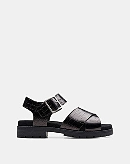 Clarks Orinoco Leather Cross Buckle Sandal Wide Fit