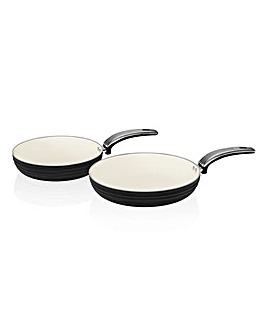 Swan Retro Ceramic Frying Pans Pack of 2 - Black