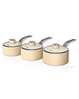 Swan Retro Ceramic Saucepans Set of 3 Cream