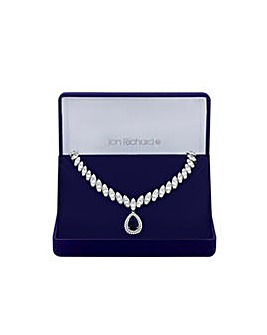 Jon Richard Silver Plated Cubic Zirconia Sapphire Pear Necklace - Gift Boxed