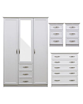 Kingston 4 Piece Bedroom Package (2 x Bedside, 5 Drawer Chest, 3 Door Wardrobe)