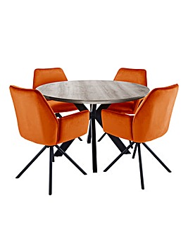 Austin Circular Dining Table with 4 Lexington Chairs