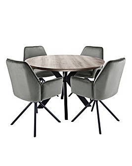 Austin Circular Dining Table with 4 Lexington Chairs