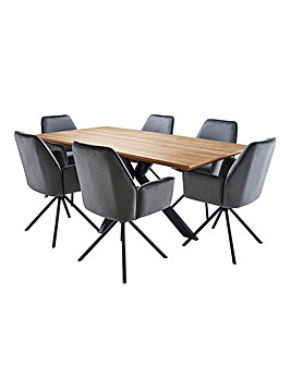 Austin Large Rectangular Dining Table with 6 Lexington Chairs