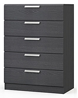 Lugo Ready Assembled 5 Drawer Wide Chest