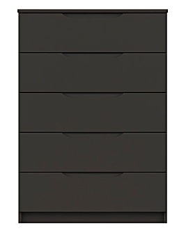 Sorrento High Gloss Assembled 5 Drawer Wide Chest