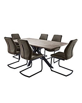Austin Large Rectangular Dining Table with 6 Houston Chairs