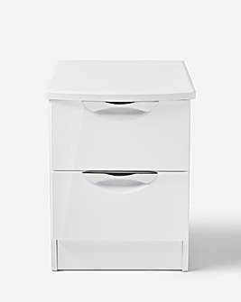 Milano Assembled High Gloss 2 Drawer Bedside Table