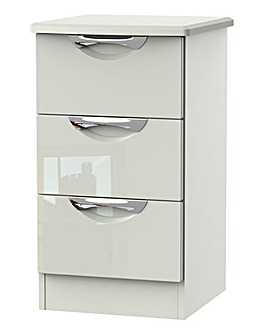 Milano Assembled High Gloss 3 Drawer Bedside Table