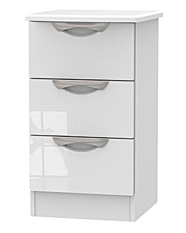 Milano Assembled High Gloss 3 Drawer Bedside Table