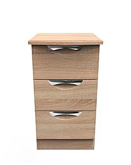 Milano Assembled High Gloss 3 Drawer Bedside Table