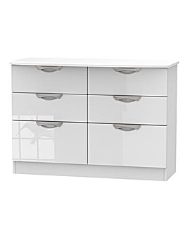 Milano Assembled High Gloss 6 Drawer Wide Chest