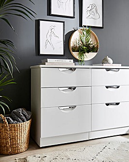 Milano Assembled High Gloss 6 Drawer Wide Chest