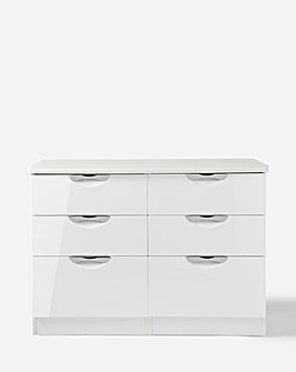 Milano Assembled High Gloss 6 Drawer Wide Chest