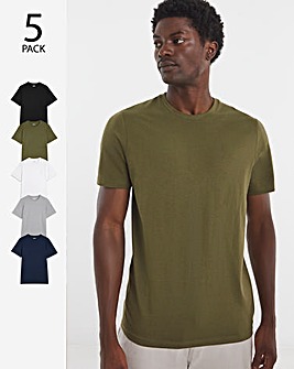 5 Pack Pure Cotton Crew Neck T-Shirts Long