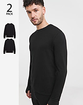 2 Pack Black Long Sleeve Thermal Tshirts