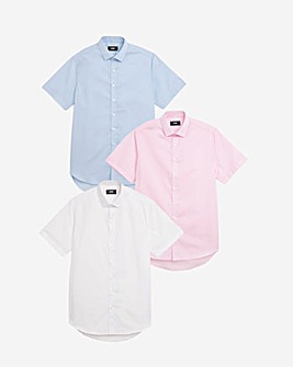 3 Pack Short Sleeved Formal Shirt Long