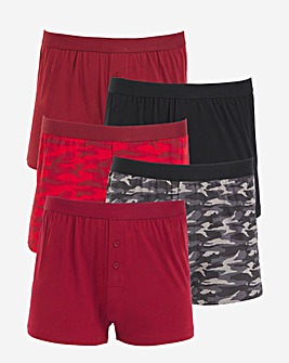 5 Pack Red Camo Loose Boxers