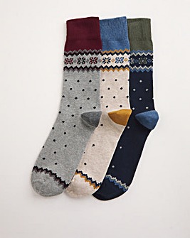 3 Pack Fairisle Socks