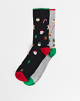 2 Pack Novelty Christmas Sock