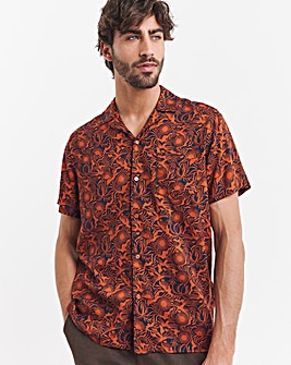 SS Revere Collar Viscose Print Shirt