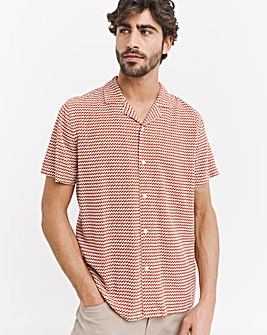 SS Revere Collar Geo Print Shirt