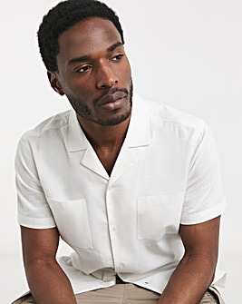 SS Revere Collar Linen Blend Shirt