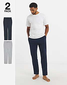 2 Pack Open Hem Lounge Joggers- Grey/Navy