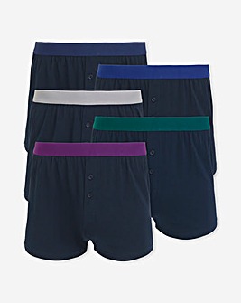 5PK Contrast Waist Loose Boxers