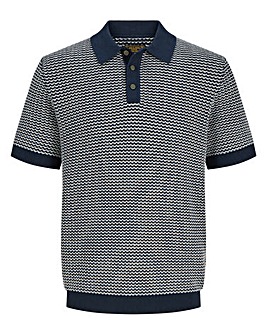 Jack & Jones Premium Kingsley Knitted Polo - Navy/White